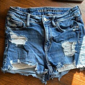 American Eagle Outfitters Blue Jean Shorts with Distressed Style - Size 2